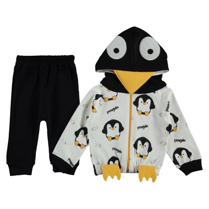 Комплект (кофта + штани) Tufito Penguin Біло-чорний 80 Розмір для дітей 9-12 місяців