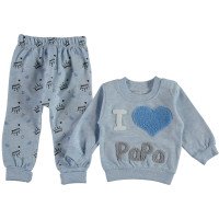 Комплект детской одежды 74 размера с надписью I Love Papa на мальчика 9-12 месяцев 