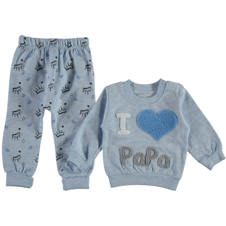 Комплект дитячого одягу 74 розмір з написом I Love Papa для хлопчиків 9-12 місяців