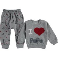 Костюм I Love Papa Babyhi (Турция) Серый 68 80 размер для малышей 3-6 9-12 месяцев