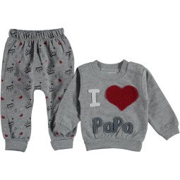 Костюм I Love Papa Babyhi (Турция) Серый 68 80 размер для малышей 3-6 9-12 месяцев