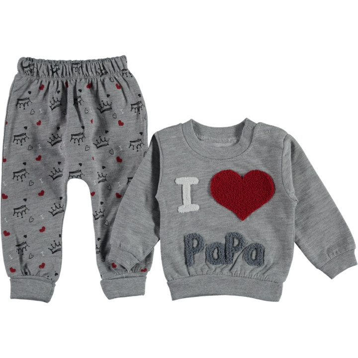 Костюм I Love Papa Babyhi (Турция) Серый 68 80 размер для малышей 3-6 9-12 месяцев