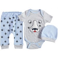 Комплект ( шапочка + боди + штаны) Baby Point Серо-голубой 68 размер на мальчика 3-6 месяцев