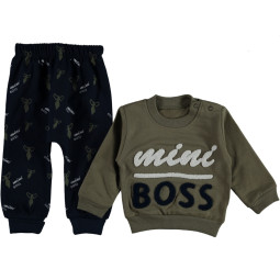 Детский костюм (кофта + штаны) 74 размера Хаки Mini Boss на 9-12 месяцев