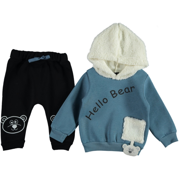 Теплый комплект Hello Bear Черно-синий Трехнитка 92 размер на мальчика 2 года