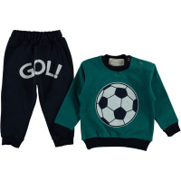 Теплий костюм Gol Чорно-зелений на хлопчика 12-18 місяців Двунитка з начосом 80 86 розмір