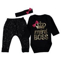 Комплект (повязка+боди+штаны) Mini Boss Черный 62 размеры для девочек