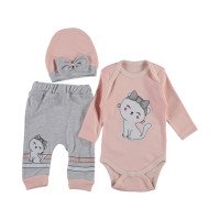 Комплект (шапочка+боди+штаны) Котик Оранжевый 62  размер для девочек до года