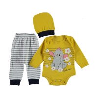 Комплект дитячого одягу (шапочка + боді + штани) 68, 74 розмір на дівчинку 3-6, 6-9 місяців