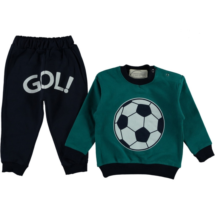 Теплий костюм Gol Чорно-зелений на хлопчика 12-18 місяців Двунитка з начосом 80 86 розмір