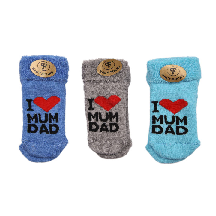 Махрові шкарпетки I love  MUM DAD для новонародженого хлопчиків