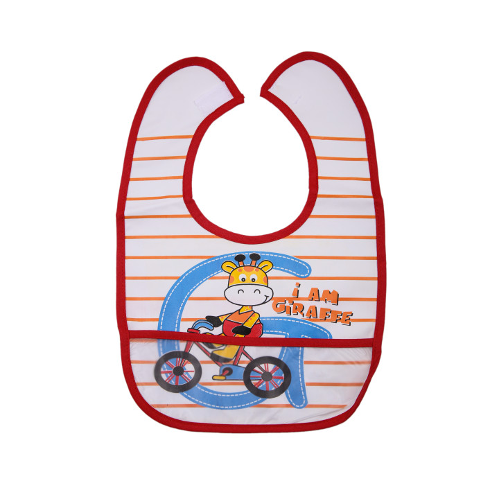 Непромокаемый слюнявчик Babytone Жираф из ПВХ с карманом