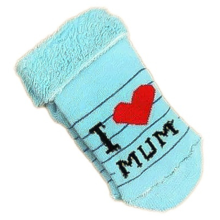 Махровые голубые носочки I love MUM для новорожденного мальчика