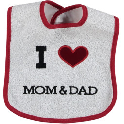 Детский слюнявчик непромокаемый Babytone I love MOM & DAD