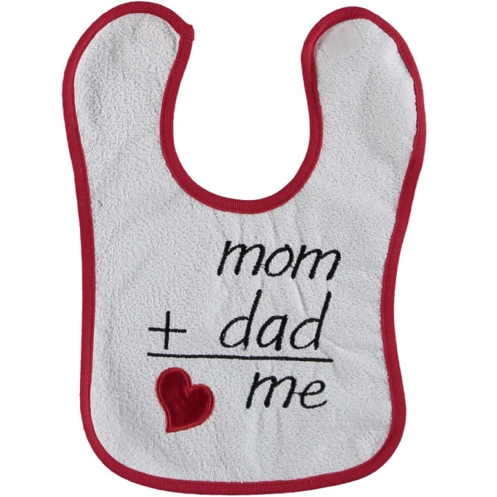 Детский слюнявчик на липучке непромокаемый Babytone MOM + DAD = Love ME