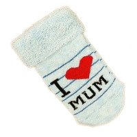 Махровые светло-голубые носочки I love MUM для новорожденного мальчика