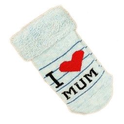 Махровые светло-голубые носочки I love MUM для новорожденного мальчика