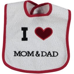 Детский слюнявчик непромокаемый Babytone I love MOM & DAD