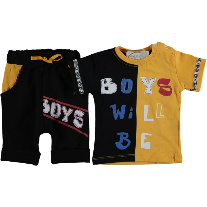 Летняя футболка + шорты желто-черного цвета 74 80 86 размеры на мальчика Boys Will Be