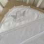 Крыжма с Ангелом махровая для крещения (75*90 см, белая с серебром, молочная с золотом) 