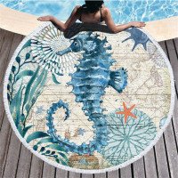Пляжное круглое покрывало Морской Конек
