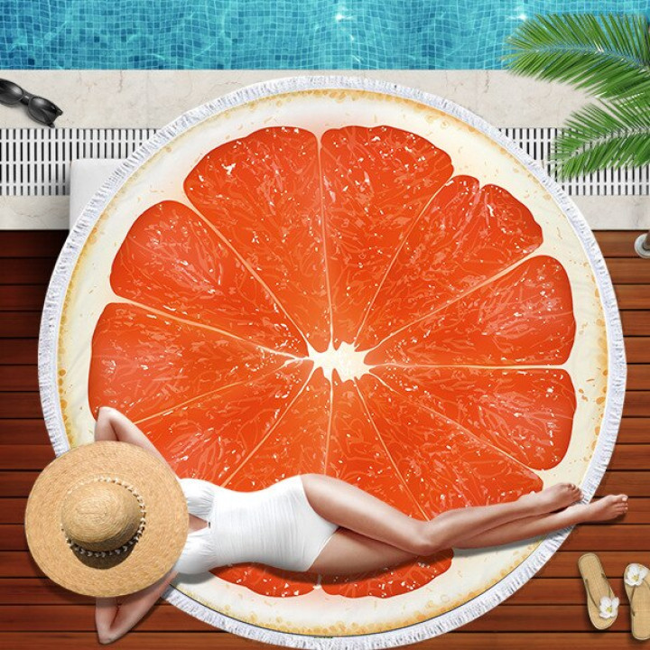 Пляжне кругле покривало Грейпфрут