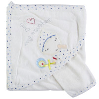 Детское полотенце махровое Baby Line Уголок 80*85 см Молочный + голубой