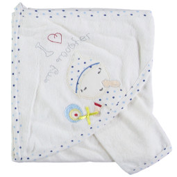 Детское полотенце махровое Baby Line Уголок 80*85 см Молочный + голубой