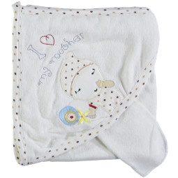 Детское полотенце махровое Baby Line Уголок для купания 80*85 см Молочный + Кофейный
