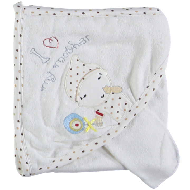 Детское полотенце махровое Baby Line Уголок для купания 80*85 см Молочный + Кофейный