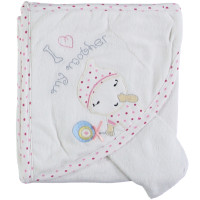 Детское полотенце махровое Baby Line Уголок 80*85 см Молочный + Розовый