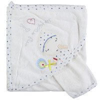 Детское полотенце махровое Baby Line Уголок 80*85 см Молочный + голубой