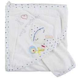 Детское полотенце махровое Baby Line Уголок 80*85 см Молочный + голубой
