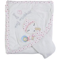 Детское полотенце махровое Baby Line Уголок 80*85 см Молочный + Розовый