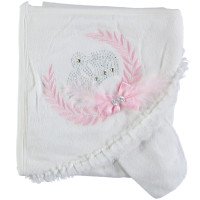Махровое полотенце с капюшоном для девочек Baby Line 80*85 см