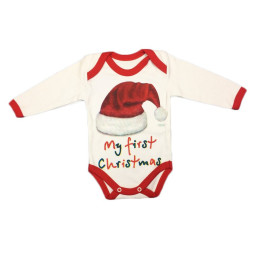 Теплые новогодние бодики 62 размера для малышей "First Christmas" 