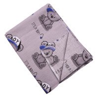 Пеленка It`s a boy! Серая Ситцевая 90*110 см для новорожденных мальчиков