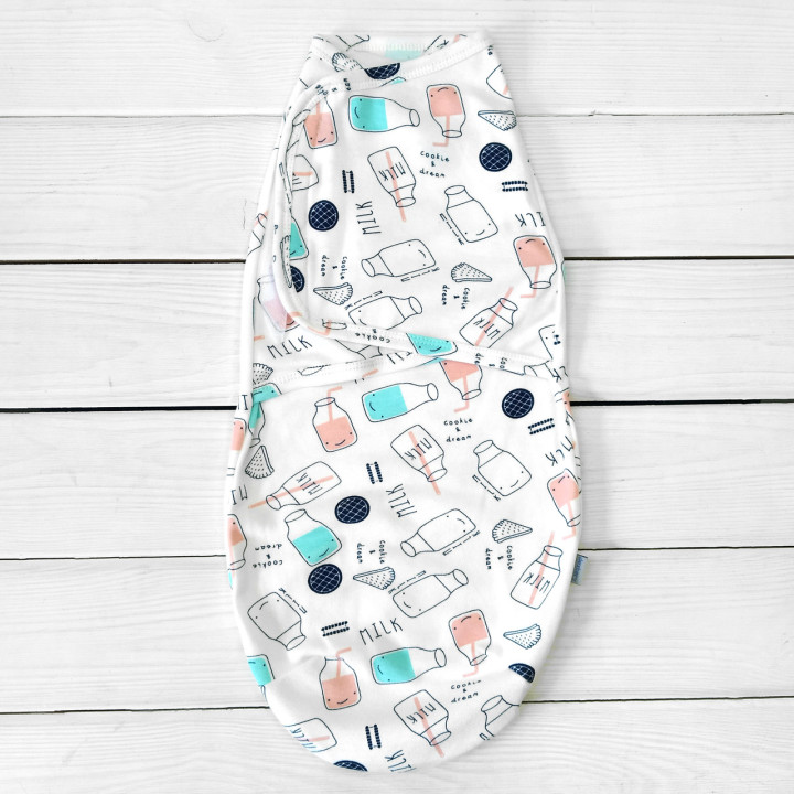 Пеленка кокон на липучке Milk Интерлок для новорожденных