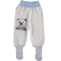 Тонкі повзунки Teddy з носочками для хлопчиків 1-3 місяців ТМ Kardelya Молочні 62 розмір Інтерлок