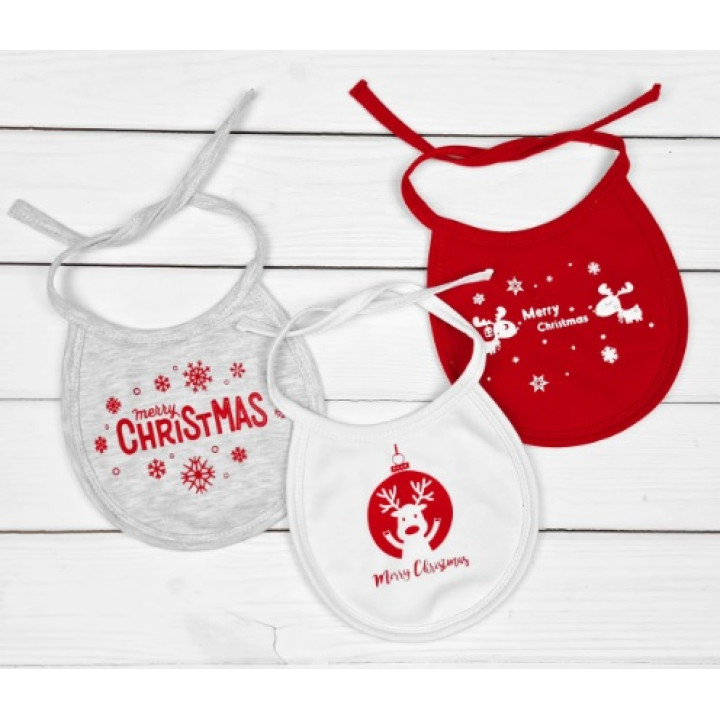 Новогодние слюнявчики для малышей к праздничному столу Merry Christmas