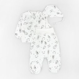 Комплект з чепчиком для новонароджених Milk з футеру